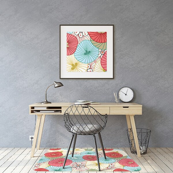 Office chair floor protector flowery pattern