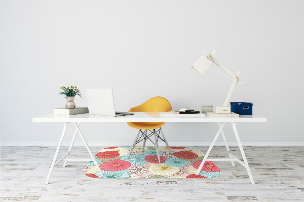 Office chair floor protector flowery pattern
