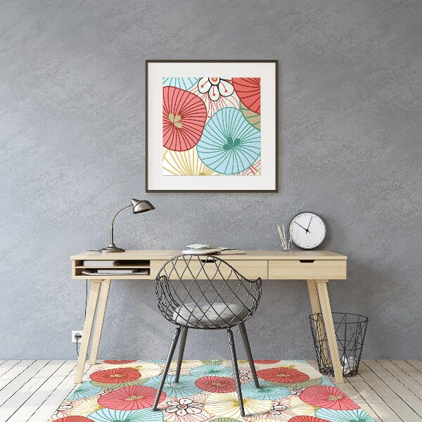 Office chair floor protector flowery pattern
