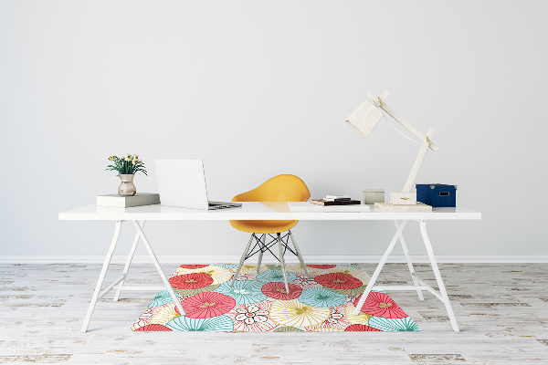 Office chair floor protector flowery pattern