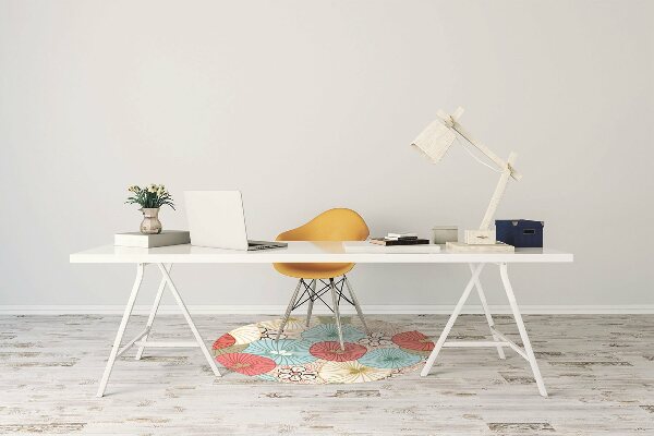 Office chair floor protector flowery pattern