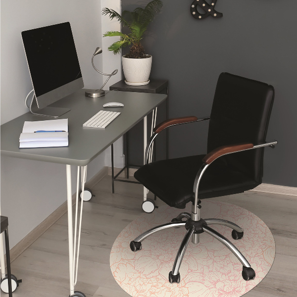 Office chair floor protector pink peonies