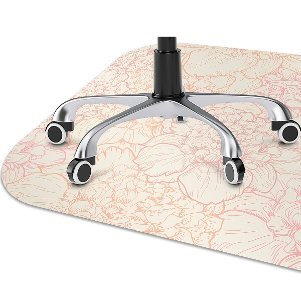 Office chair floor protector pink peonies