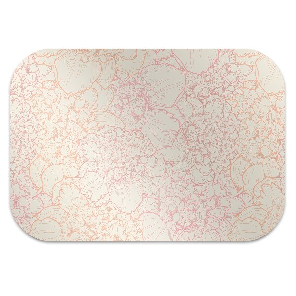 Office chair floor protector pink peonies
