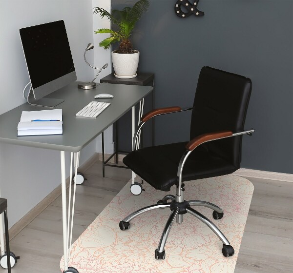 Office chair floor protector pink peonies