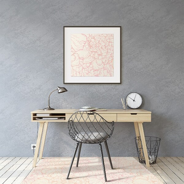 Office chair floor protector pink peonies