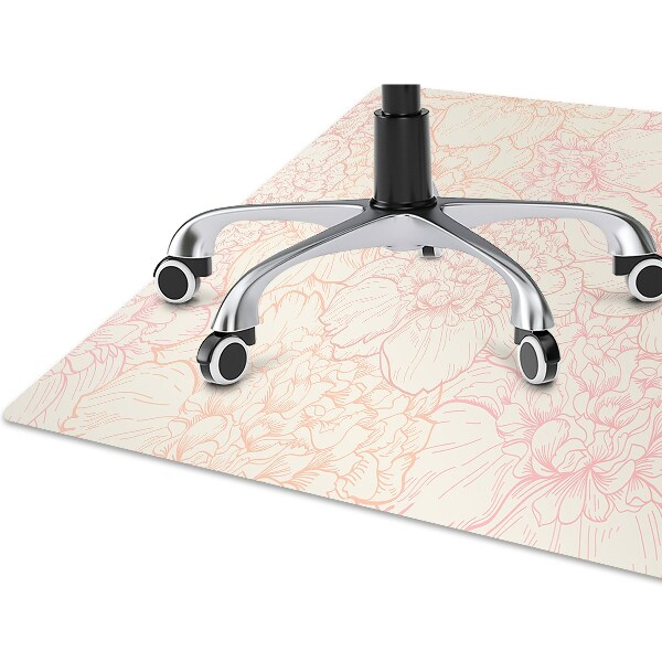 Office chair floor protector pink peonies
