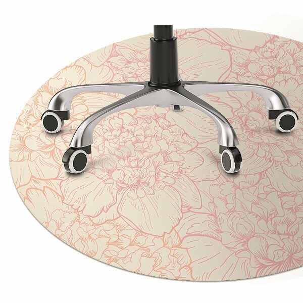 Office chair floor protector pink peonies