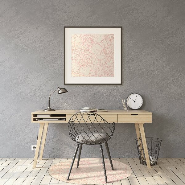 Office chair floor protector pink peonies