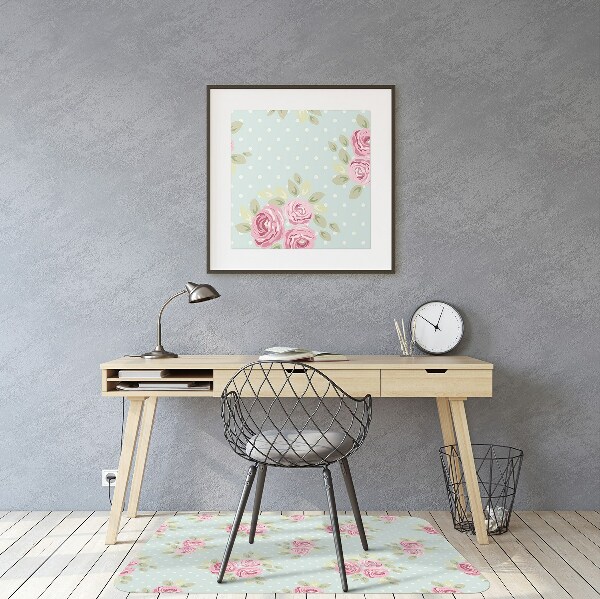 Office chair floor protector pink bouquets