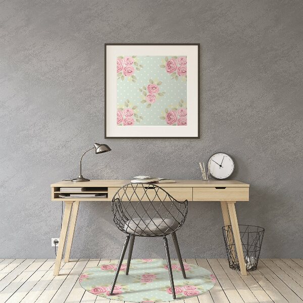 Office chair floor protector pink bouquets