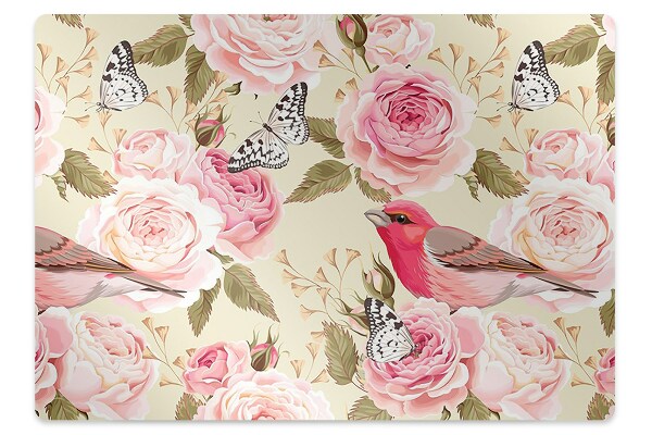 Chair mat Birds flowers butterflies