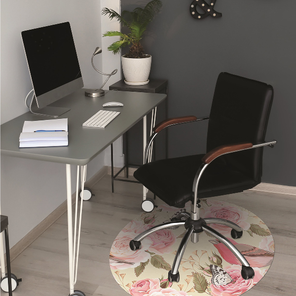 Chair mat Birds flowers butterflies