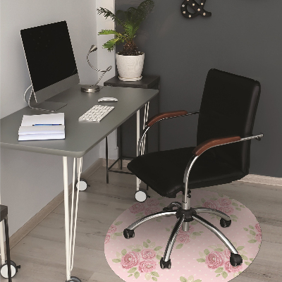 Desk chair mat pink bouquet