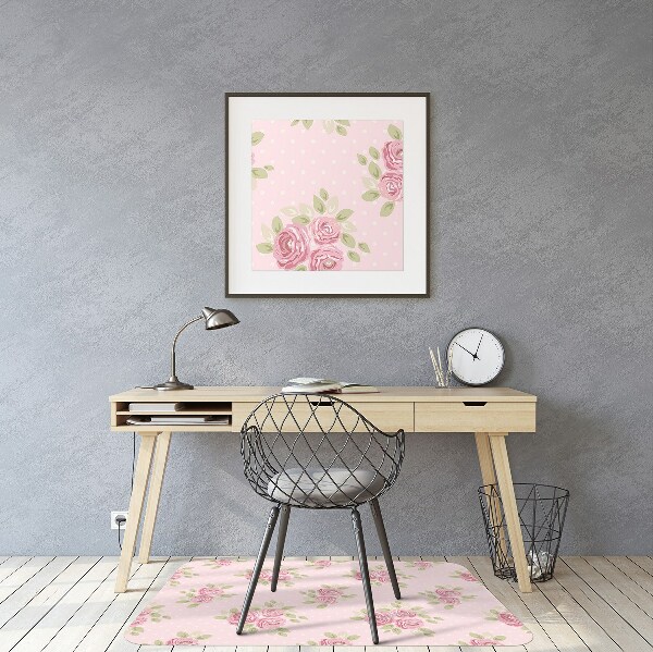 Desk chair mat pink bouquet