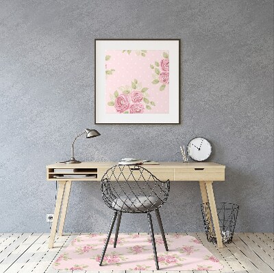 Desk chair mat pink bouquet