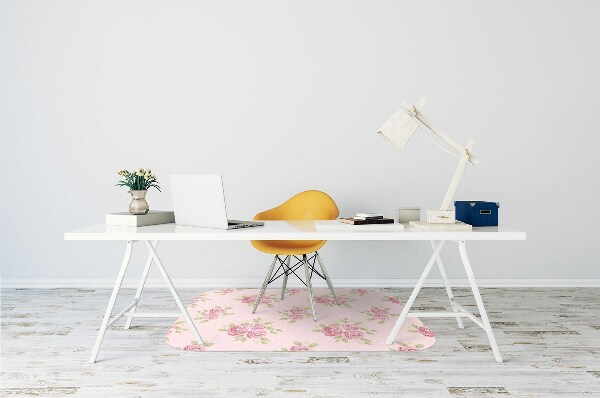 Desk chair mat pink bouquet