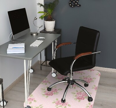 Desk chair mat pink bouquet