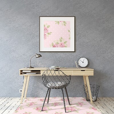 Desk chair mat pink bouquet