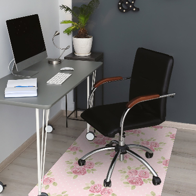 Desk chair mat pink bouquet