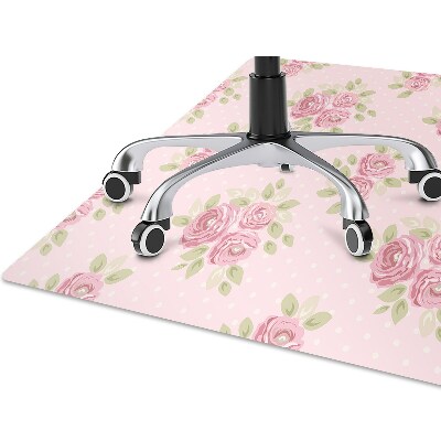 Desk chair mat pink bouquet