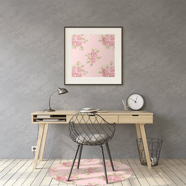 Desk chair mat pink bouquet