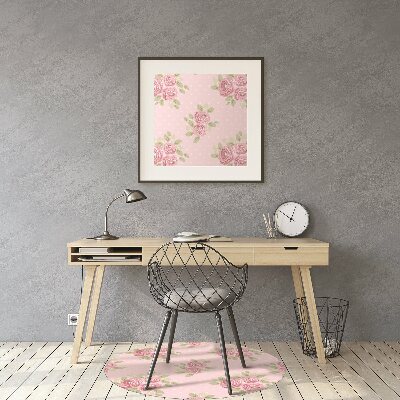 Desk chair mat pink bouquet