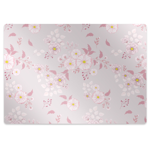 Office chair floor protector Small pink flowers