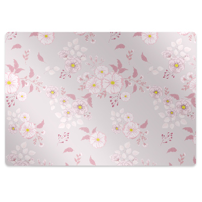 Office chair floor protector Small pink flowers