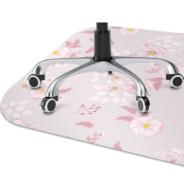 Office chair floor protector Small pink flowers