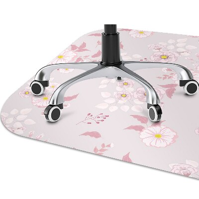 Office chair floor protector Small pink flowers