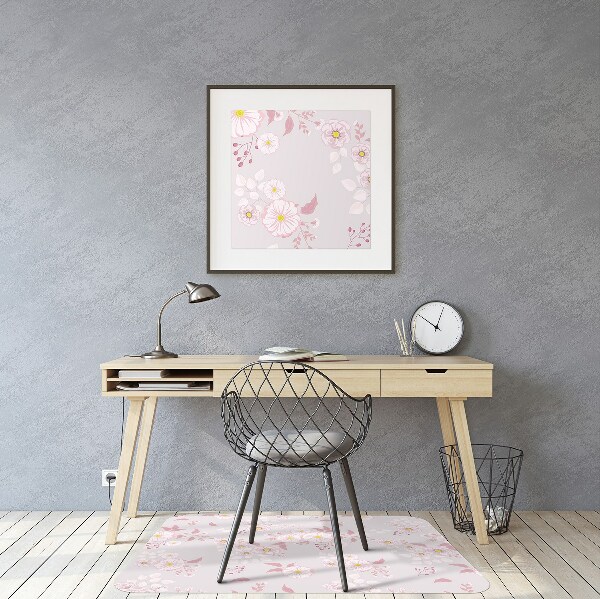 Office chair floor protector Small pink flowers