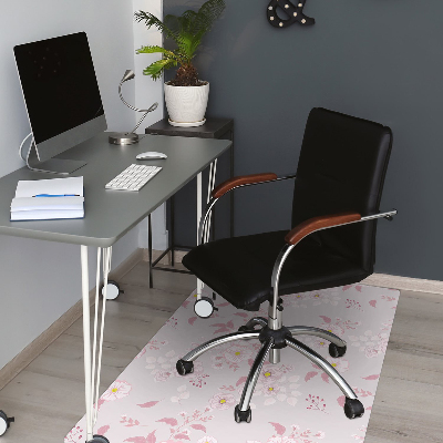 Office chair floor protector Small pink flowers