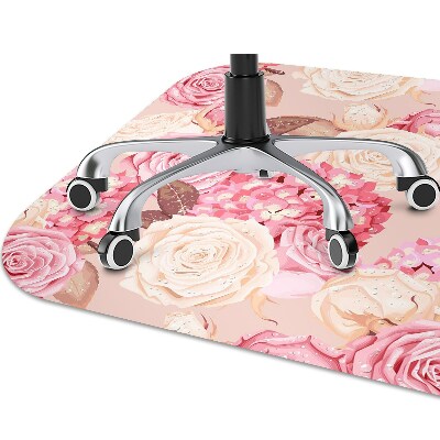 Chair mat floor panels protector Roses and hydrangeas