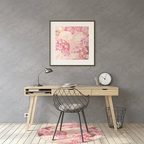 Chair mat floor panels protector Roses and hydrangeas