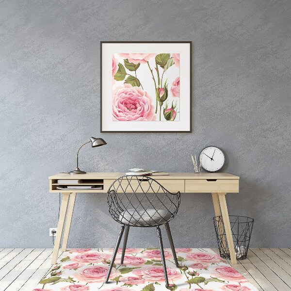 Desk chair mat Beautiful roses