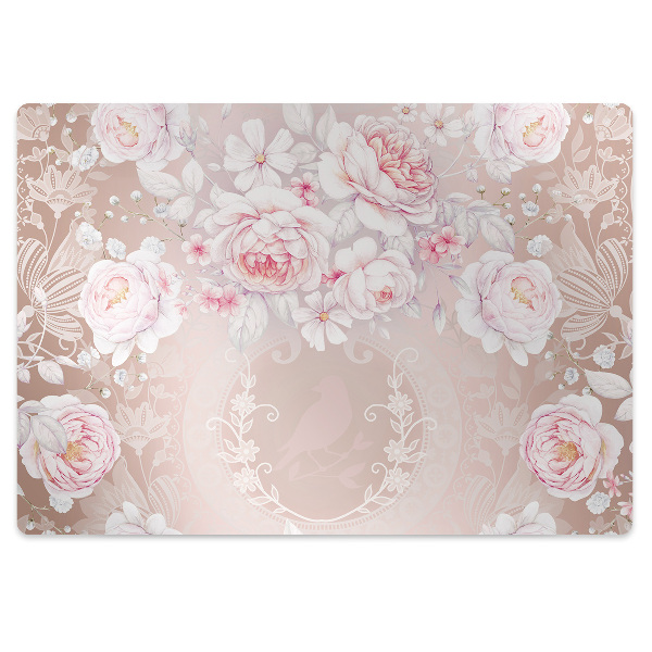 Office chair floor protector White roses