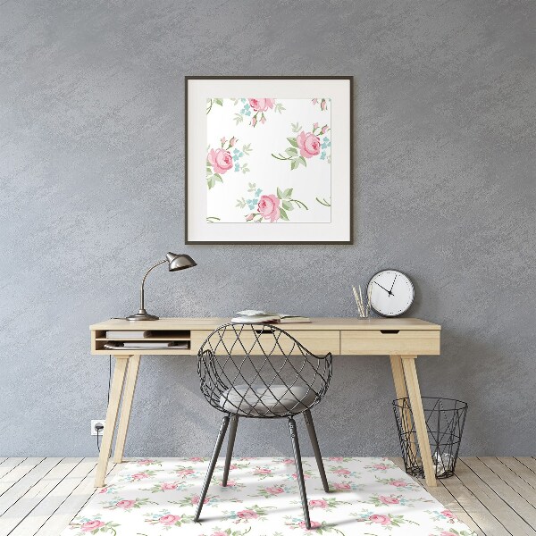 Desk chair mat small flowers