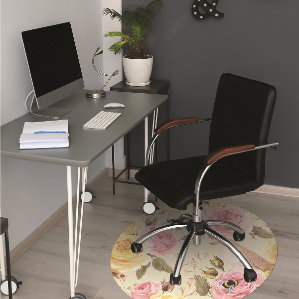 Computer chair mat Birds and Roses