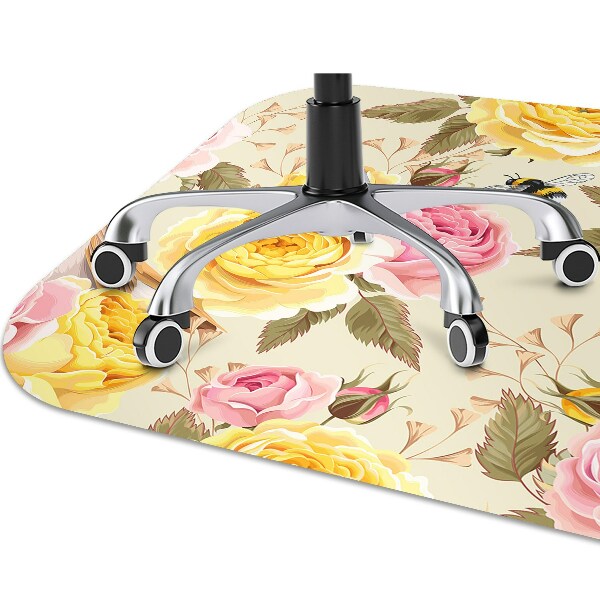 Computer chair mat Birds and Roses