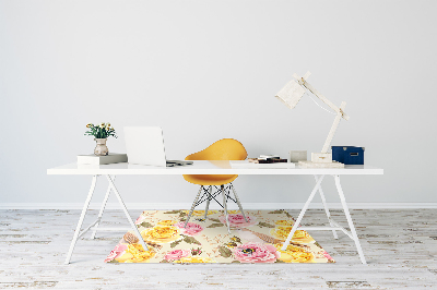 Computer chair mat Birds and Roses