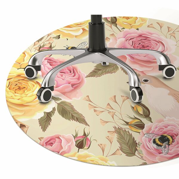 Computer chair mat Birds and Roses