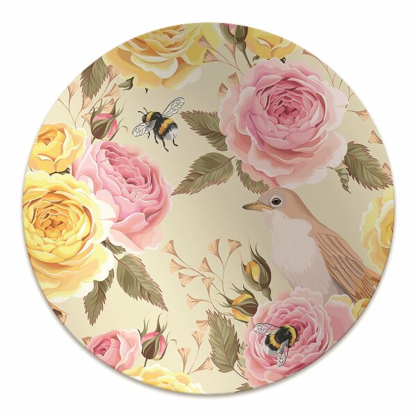 Computer chair mat Birds and Roses