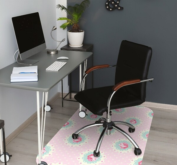 Desk chair mat Roses and Dots