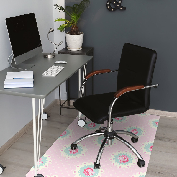 Desk chair mat Roses and Dots