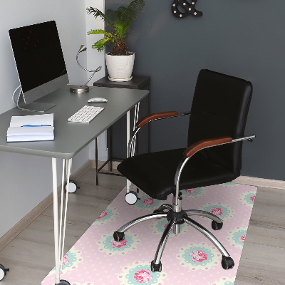 Desk chair mat Roses and Dots