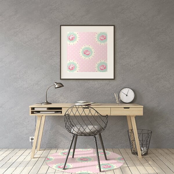 Desk chair mat Roses and Dots