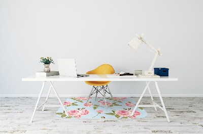 Desk chair mat Roses with leaves