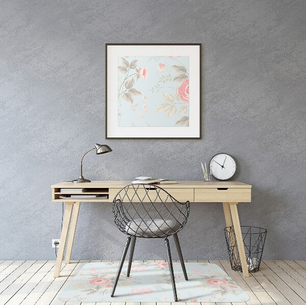 Desk chair mat Roses and butterflies