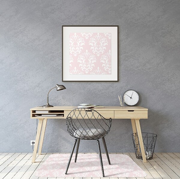 Desk chair mat pink Damask